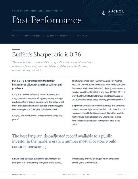 Cover of Past Performance No. 01